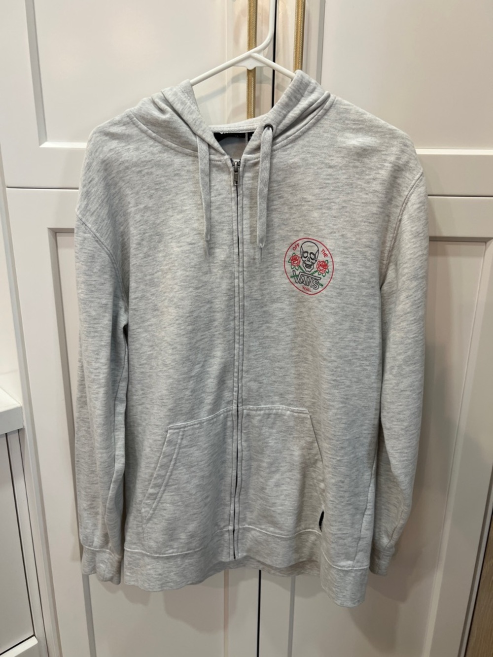 Vans Light Gray Zip Hoodie with Skull & roses